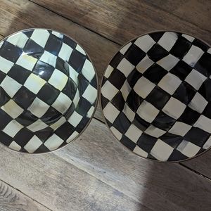 Mackenzie -Childs Courtly Check Enamel Small Serving Bowl pair